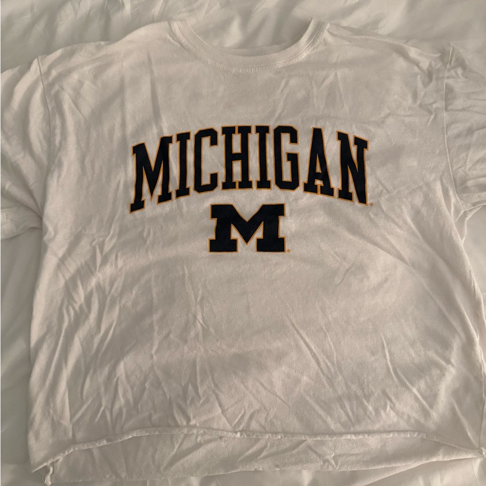 University of Michigan White cropped tshirt